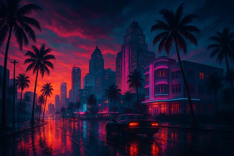 GTA 6 szivárgás 2026 — kiszivárgott játékmenet hangulata, elmosott városkép éjjel