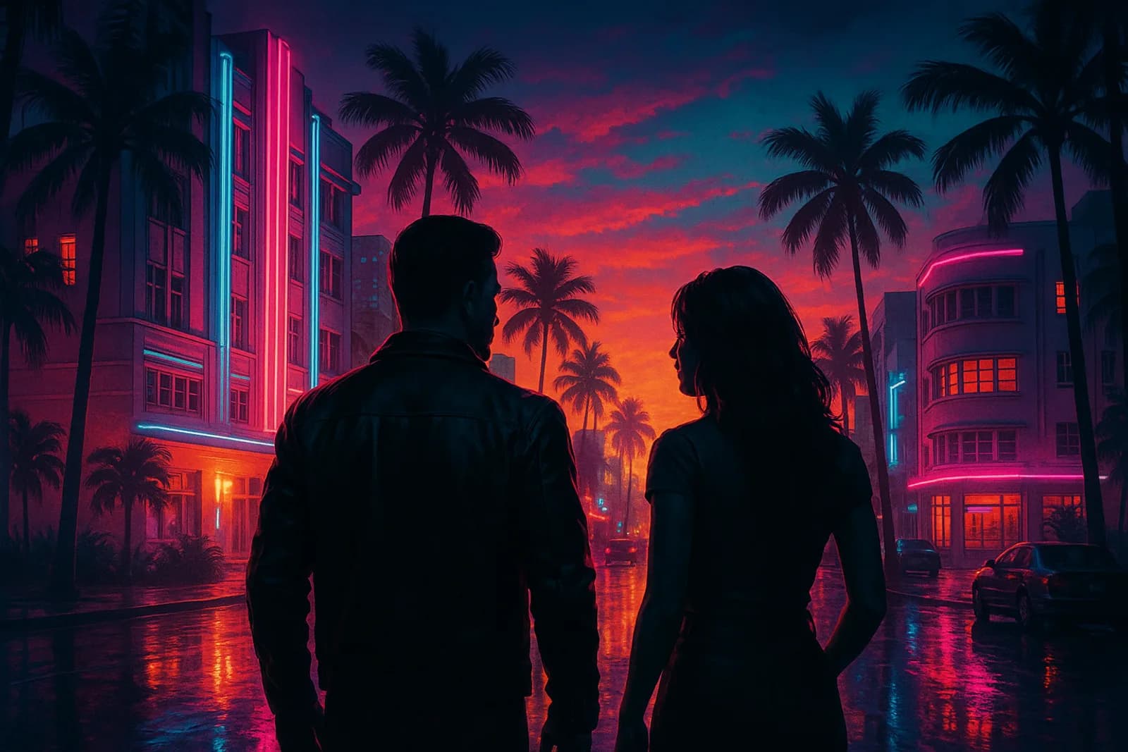 Jason Duval karakterportré — a GTA 6 második főszereplője a Leonida Keys naplementéjében