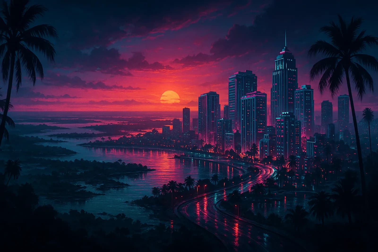 Leonida állam térkép koncepció — Vice City és környéke